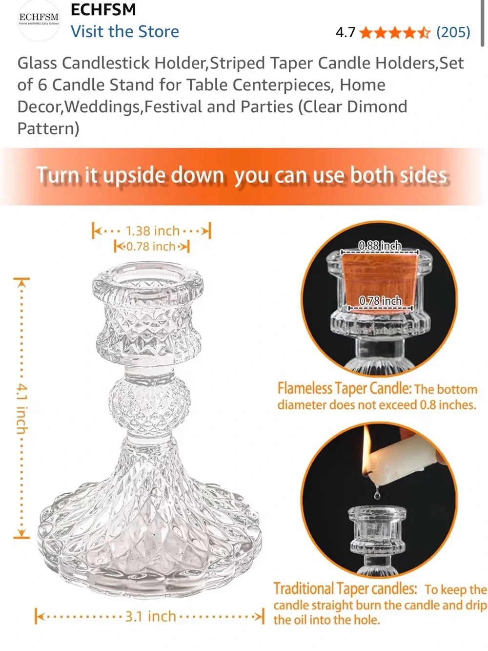 Glass Taper Candle Holder